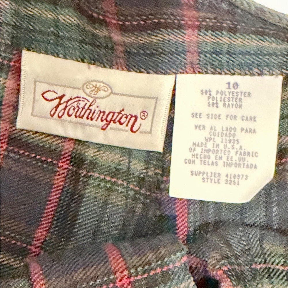Plaid High Waisted Worthington Pants, Pleated Tapered Leg Vintage Apparel - Picture 4 of 8